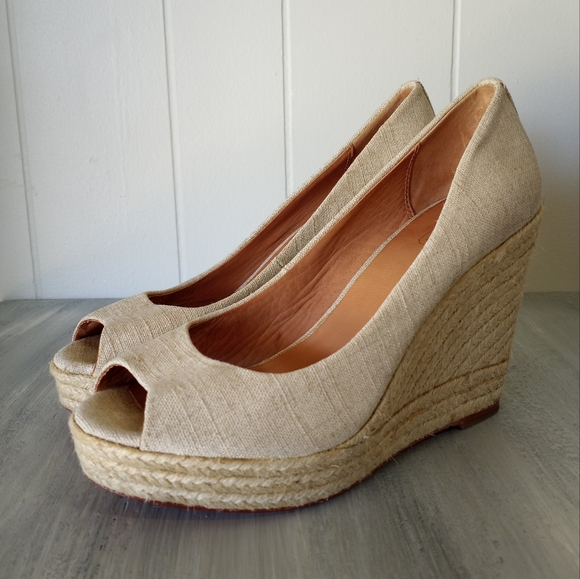 Coach Milan Linen Espadrille Wedges Women's Size 9 - Picture 2 of 16